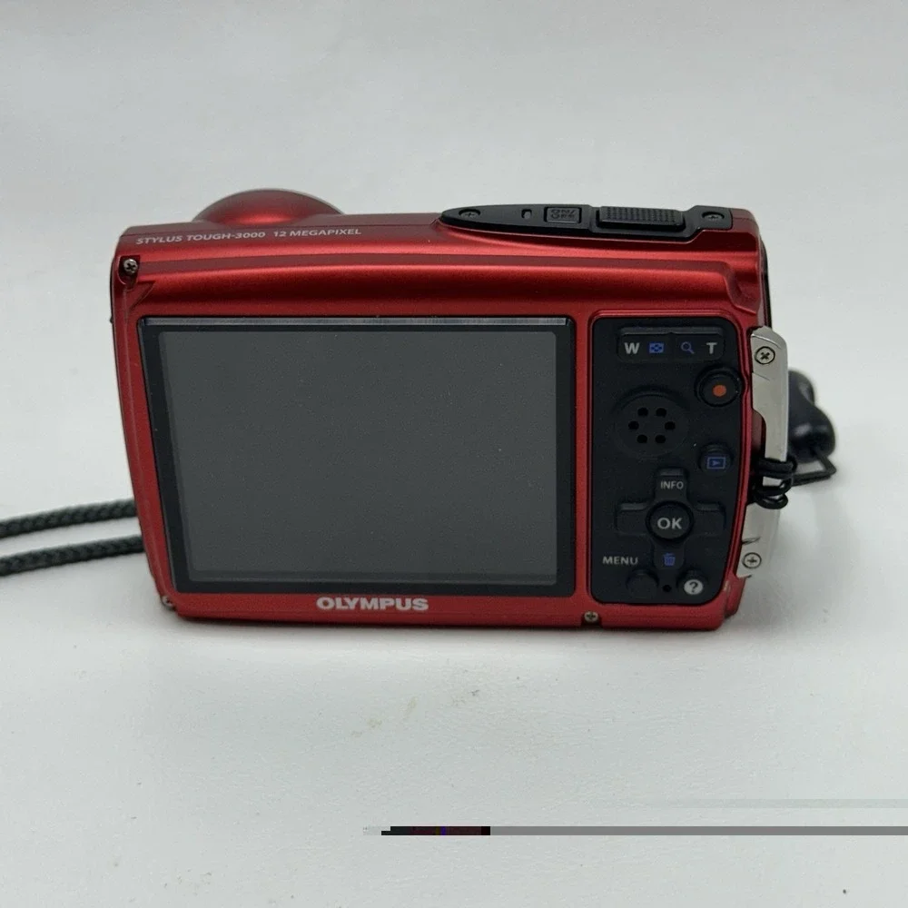 Olympus Stylus Tough 3000 12MP Red Waterproof Camera Bundle w/Case Battery Float